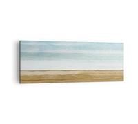 Cuadro sobre Lienzo 140x50cm Moderno Panorámico Abstracto Marino - 4263 | rayas Oro Abstracción Cuadro Decorativo Grande Arte mural Decoración del Hogar Salón Dormitorio Oficina Cuadros de Pared