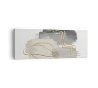 Cuadro sobre Lienzo 140x50cm Moderno Panorámico Abstracto Pastel - 4149 | Hola Oro Abstracción Cuadro Decorativo Grande Arte mural Decoración del Hogar Salón Dormitorio Oficina Cuadros de Pared