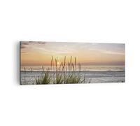 Cuadro sobre Lienzo 140x50cm Moderno Panorámico Paisajes Marino - 4201 | Oeste Sol Playa Cuadro Decorativo Grande Arte mural Decoración del Hogar Salón Dormitorio Cocina Oficina Cuadros de Pared