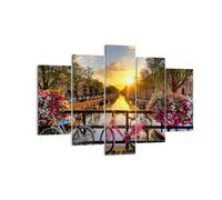 ARTTOR Cuadro Decorativo 150x100cm Moderno Tríptico Flores Ciudades - 3081