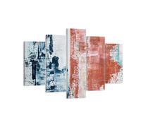 Cuadro Sobre Lienzo 150x100cm Cuadros Pared abstracción azul marino rojo Art