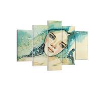 Cuadro Sobre Lienzo 150x100cm Cuadros Pared Acuarela Mujer Emociones Wall Art