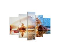 Cuadro Sobre Lienzo 150x100cm Cuadros Pared Amanecer Montañas Lago Wall Art