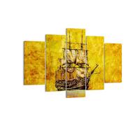 Cuadro Sobre Lienzo 150x100cm Cuadros Pared Barco pirata océano tesoro Wall Art
