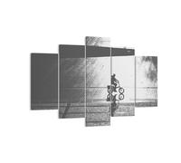 Cuadro Sobre Lienzo 150x100cm Cuadros Pared Blanco Y Negro Ciclista Soledad Art