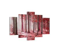 Cuadro Sobre Lienzo 150x100cm Cuadros Pared bosque rojo árboles Wall Art Prints