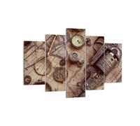 Cuadro Sobre Lienzo 150x100cm Cuadros Pared Cartografía Vintage Brújula Wall Art