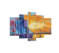 Cuadro Sobre Lienzo 150x100cm Cuadros Pared Ciudad Puente Empasto Wall Art