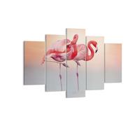 Cuadro Sobre Lienzo 150x100cm Cuadros Pared Flamencos Exotismo Aves Wall Art
