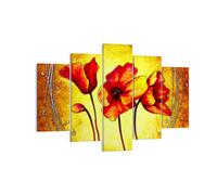 Cuadro Sobre Lienzo 150x100cm Cuadros Pared Flores signos tallo líneas Wall Art