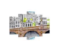 Cuadro Sobre Lienzo 150x100cm Cuadros Pared Francia puente dibujo Wall Art