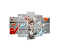 Cuadro Sobre Lienzo 150x100cm Cuadros Pared Gato diversión origami Wall Art