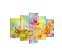 Cuadro Sobre Lienzo 150x100cm Cuadros Pared Gato mariposa arco iris magia Art
