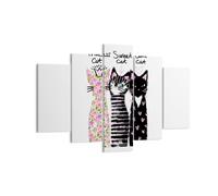 Cuadro Sobre Lienzo 150x100cm Cuadros Pared Gatos Flores animales Wall Art