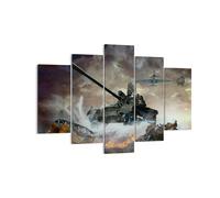 Cuadro Sobre Lienzo 150x100cm Cuadros Pared Guerra tanque avión batalla Wall Art