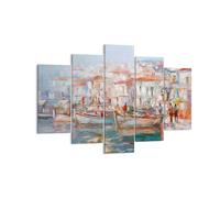 Cuadro Sobre Lienzo 150x100cm Cuadros Pared Isla Barcos Puerto Wall Art Prints