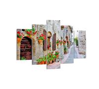 Cuadro Sobre Lienzo 150x100cm Cuadros Pared Italia calle flores historia Art