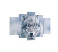 Cuadro Sobre Lienzo 150x100cm Cuadros Pared lobo depredador salvajismo Wall Art