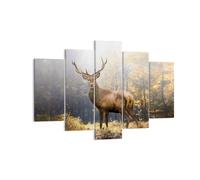 Cuadro Sobre Lienzo 150x100cm Cuadros Pared Luz Ciervo Bosque Wall Art Prints