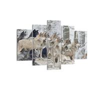 Cuadro Sobre Lienzo 150x100cm Cuadros Pared Manada Lobos Invierno Wall Art