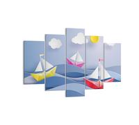 Cuadro Sobre Lienzo 150x100cm Cuadros Pared Origami barco mar cielo Wall Art