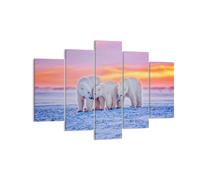 Cuadro Sobre Lienzo 150x100cm Cuadros Pared Osos Invierno Nieve familia Wall Art