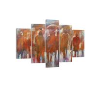Cuadro Sobre Lienzo 150x100cm Cuadros Pared Paraguas Personas Artesanía Wall Art