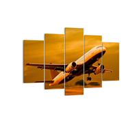 Cuadro Sobre Lienzo 150x100cm Cuadros Pared Pasajeros avión avión alas Wall Art