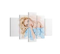 Cuadro Sobre Lienzo 150x100cm Cuadros Pared Reflexiva Mujer Rubia Wall Art