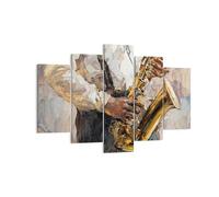 Cuadro Sobre Lienzo 150x100cm Cuadros Pared Saxofón Aceite Músico Wall Art