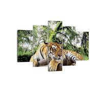 Cuadro Sobre Lienzo 150x100cm Cuadros Pared Tigre Selva Descanso Wall Art Prints
