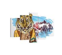 Cuadro Sobre Lienzo 150x100cm Cuadros Tigre montañas los niños la vida silvestre