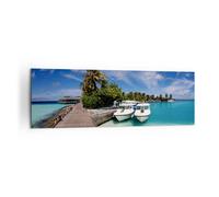 Cuadro Sobre Lienzo 160x50cm Cuadros Maldivas isla archipiélago océano cabaña