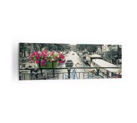 Cuadro Sobre Lienzo 160x50cm Cuadros Pared Ámsterdam Bicicletas Puente Wall Art