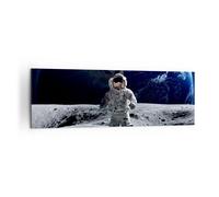 Cuadro Sobre Lienzo 160x50cm Cuadros Pared Astronauta Luna Tierra espacio Art