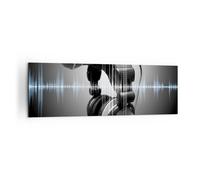 Cuadro Sobre Lienzo 160x50cm Cuadros Pared Audio micrófono música estudio Art