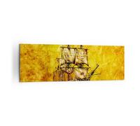 Cuadro Sobre Lienzo 160x50cm Cuadros Pared Barco pirata océano tesoro Wall Art