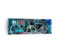 Cuadro Sobre Lienzo 160x50cm Cuadros Pared Bicicletas Graffiti Calle Pared Art