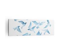 Cuadro Sobre Lienzo 160x50cm Cuadros Pared Birds digital nube paloma Wall Art