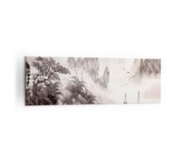 Cuadro Sobre Lienzo 160x50cm Cuadros Pared Chino Paisaje Acuarela Wall Art