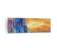 Cuadro Sobre Lienzo 160x50cm Cuadros Pared Ciudad Puente Empasto Wall Art Prints