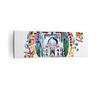 Cuadro Sobre Lienzo 160x50cm Cuadros Pared Elefantes India Religión cultura Art