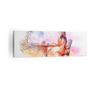 Cuadro Sobre Lienzo 160x50cm Cuadros Pared femenino urbano té París Wall Art
