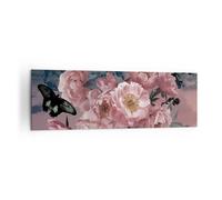 Cuadro Sobre Lienzo 160x50cm Cuadros Pared Flores Mariposa Nubes Wall Art Prints