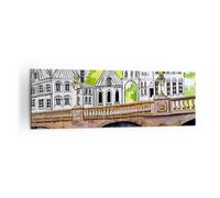 Cuadro Sobre Lienzo 160x50cm Cuadros Pared Francia puente dibujo Wall Art Prints