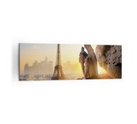 Cuadro Sobre Lienzo 160x50cm Cuadros Pared Gárgolas Torre Eiffel Wall Art Prints