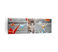 Cuadro Sobre Lienzo 160x50cm Cuadros Pared Gato diversión origami Wall Art