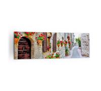 Cuadro Sobre Lienzo 160x50cm Cuadros Pared Italia calle flores historia Wall Art