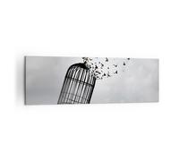 Cuadro Sobre Lienzo 160x50cm Cuadros Pared Libertad Jaula Aves Wall Art Prints
