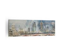 Cuadro Sobre Lienzo 160x50cm Cuadros Pared Londres Acuarela Panorama Wall Art
